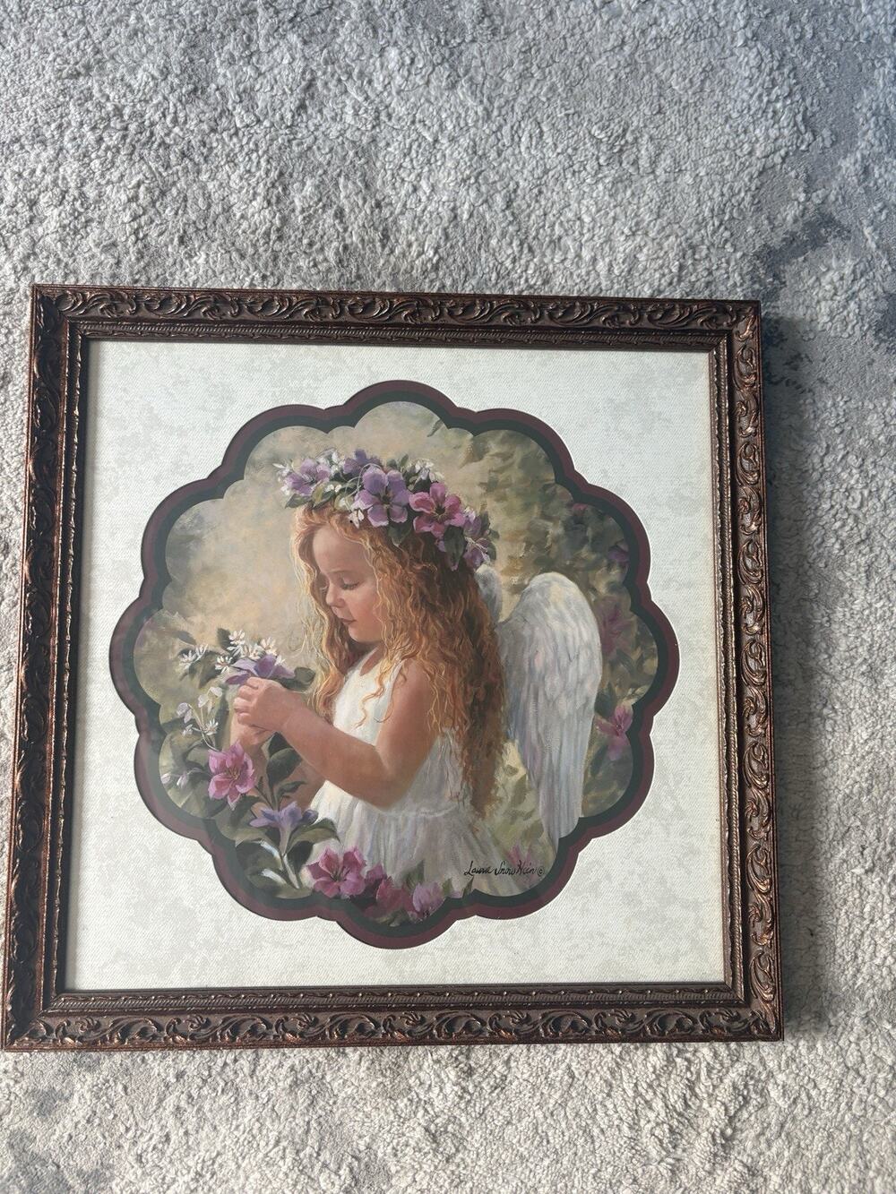 Home Interiors Framed Matted Girl Angel Picture Print By Laurie Snow Heins